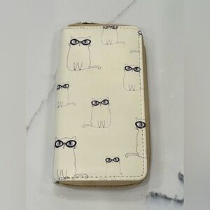 Cat With Glasses Print Wallet NWOT